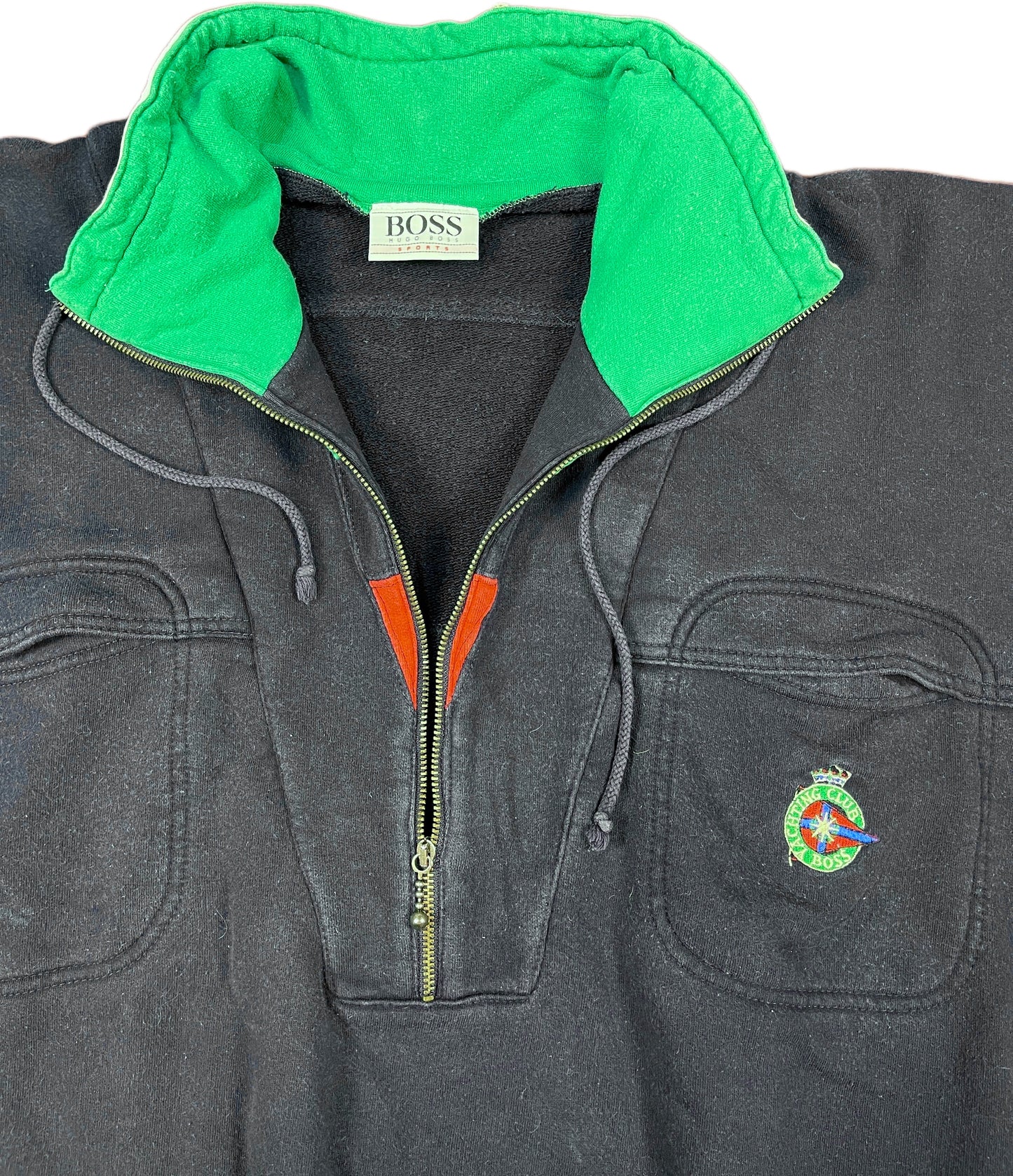 Vintage Hugo Boss Zip Sweatshirt Blue Cotton L/XL