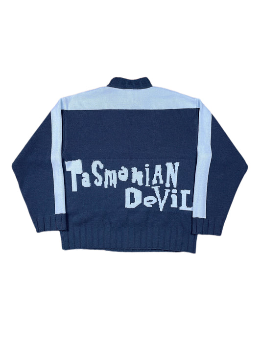 Vintage Looney Tunes 2003 Warner Bros Tasmanian Devil Knitted Sweatshirt Blue - M