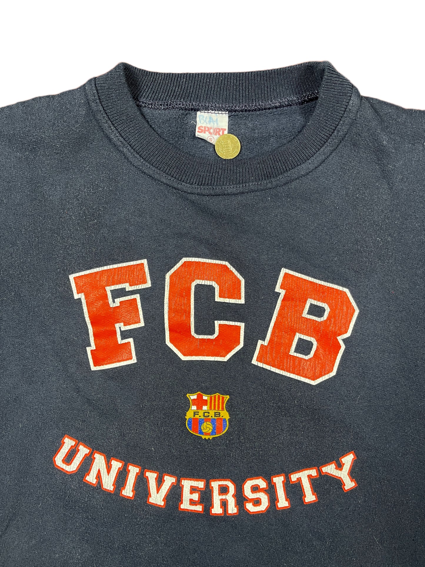 Vintage FC Barcelona University 1980s Sweatshirt Navy - XS