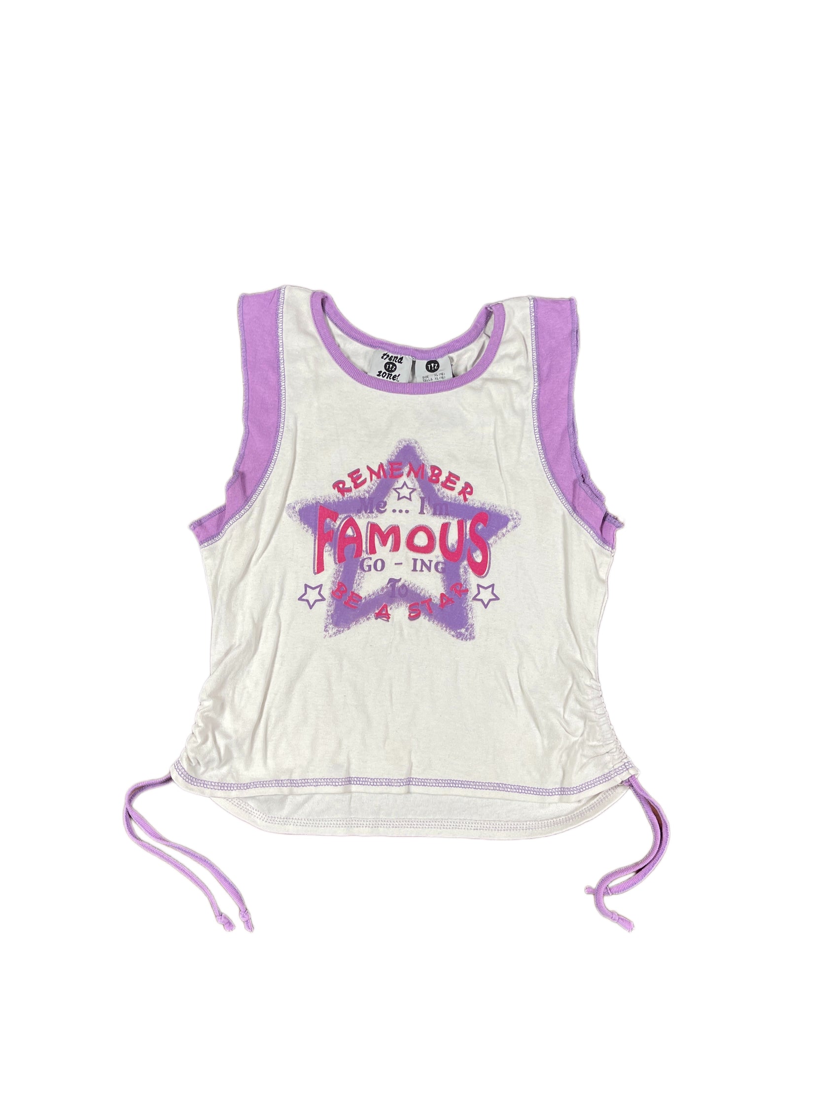 Y2k Trena Zone Sleeveless Top White Lilac - XS/S