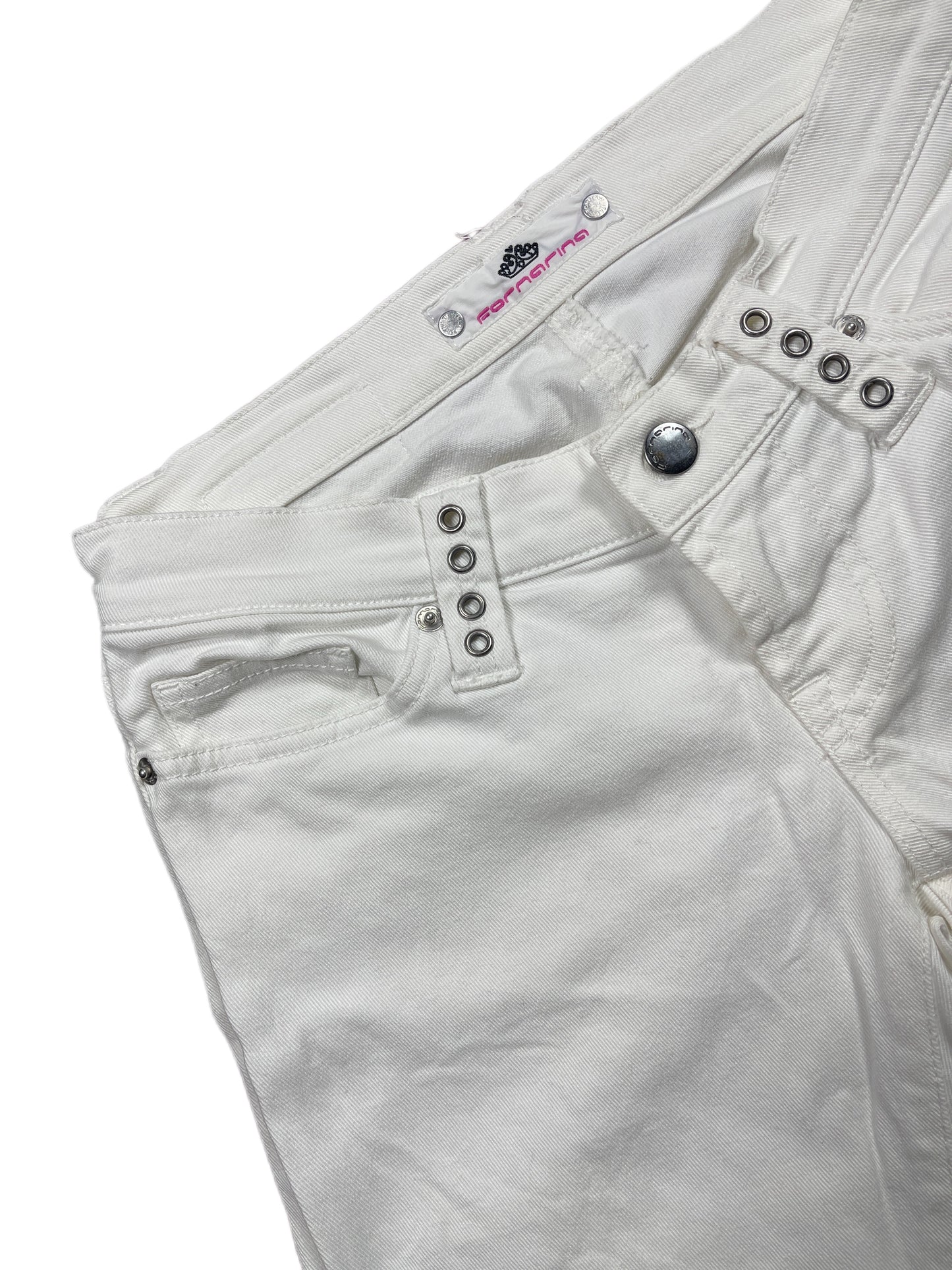 Y2k Fornarina 2000s Bootcut Low Waist Denim Pants White - S/M