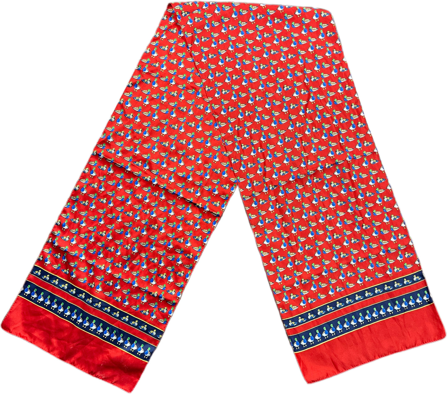 Vintage Handkerchief Duck Pattern Red Synthetic