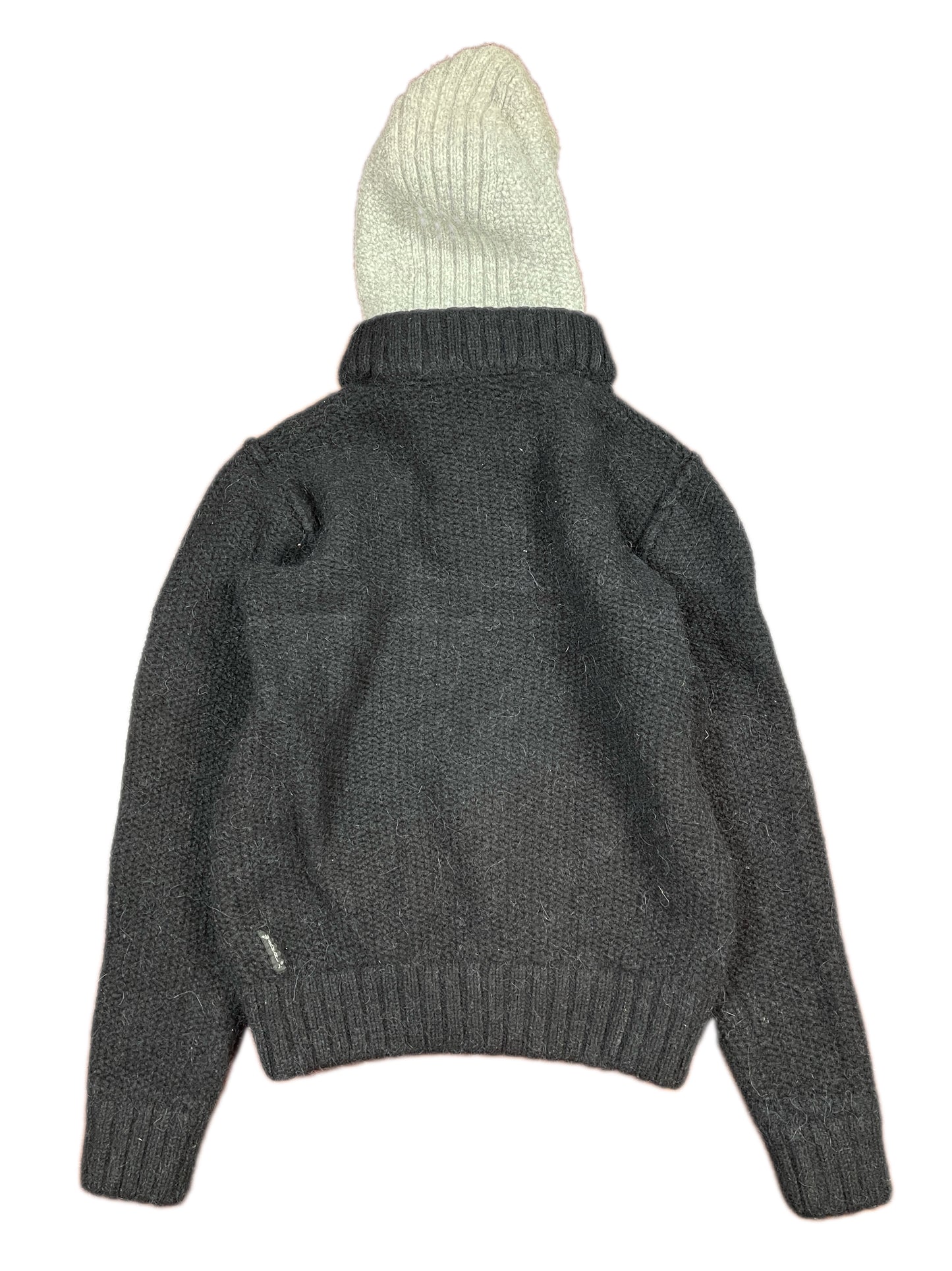 Vintage Armani Jeans Knitted Hooded Sweatshirt Black Gray - XXL