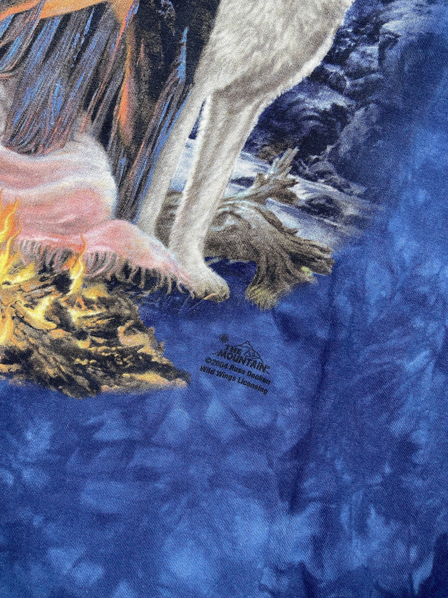 Vintage The Mountain 2004 Wolf Tie-Die T-Shirt Blue - XXXL