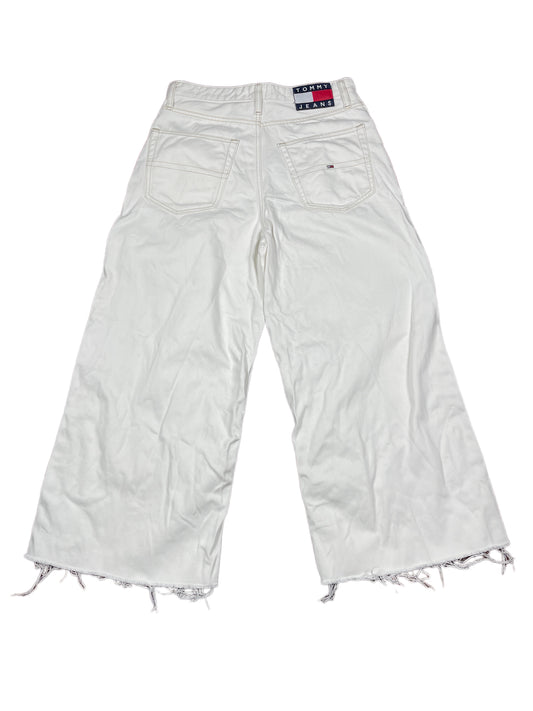 Y2k Tommy Hilfiger High Waist Wide Leg Denim Pants White - M/L