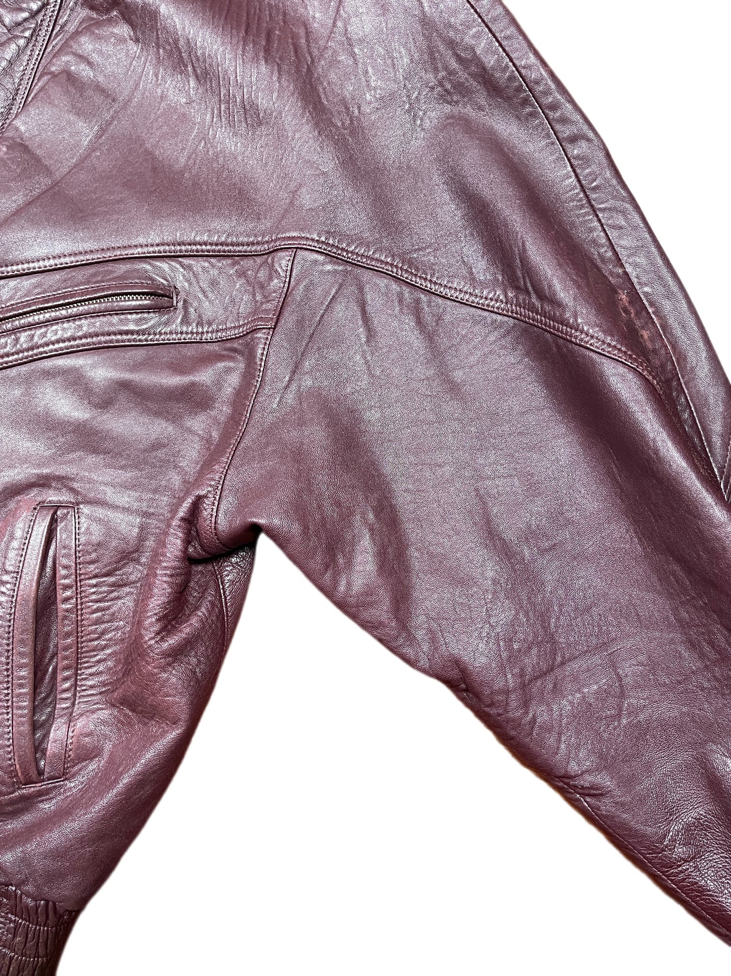 Vintage Leather Jacket Wine Red - XXXL