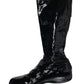 Y2k Prada Sport Knee High Patent Leather Black Boots - 39