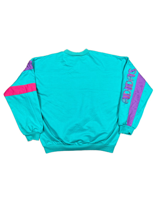 Vintage Adidas 1990s Sweatshirt Turquoise Multicolor - M