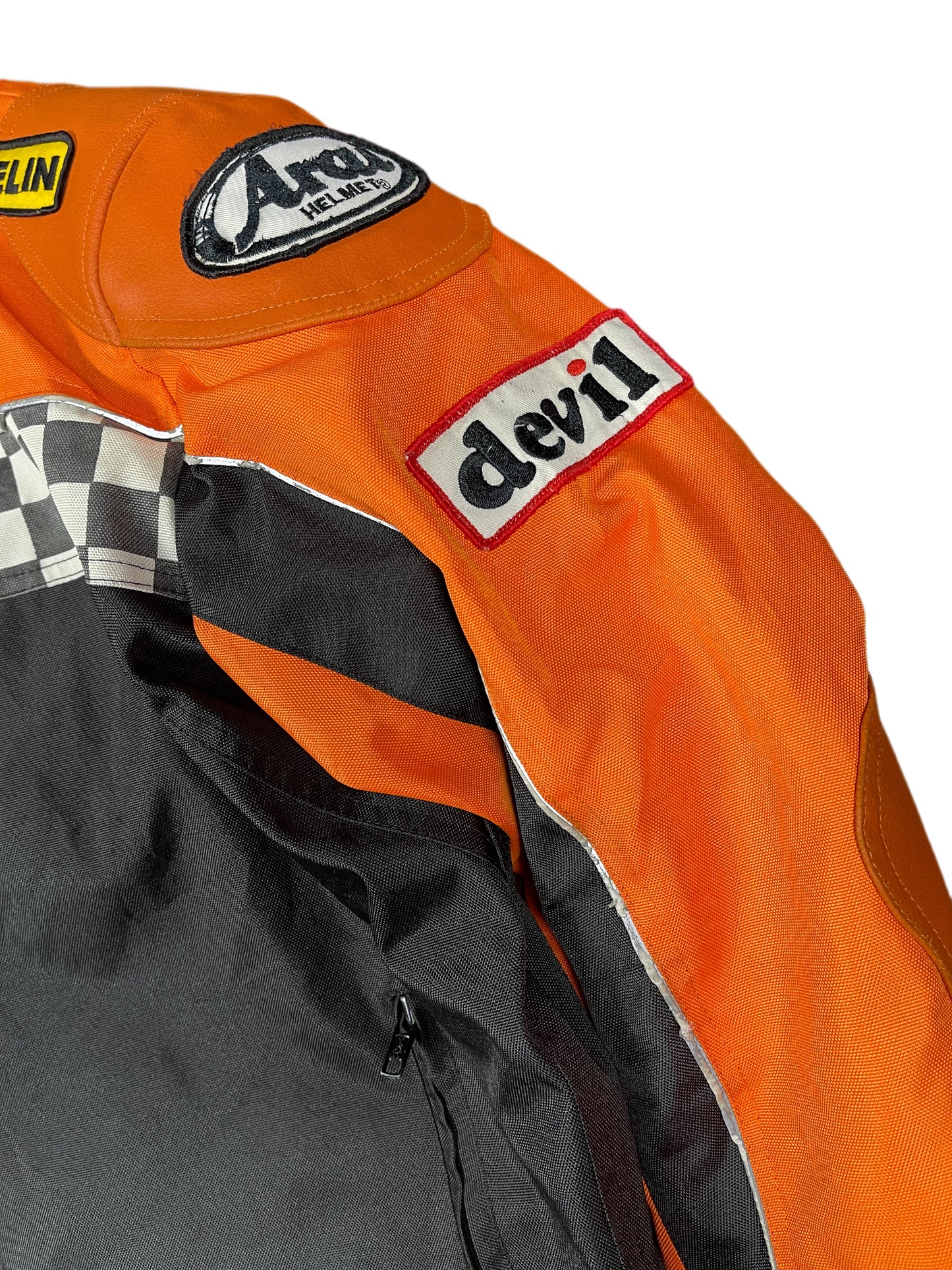 Vintage Motorcycle Racing Jacket Black Orange - XL
