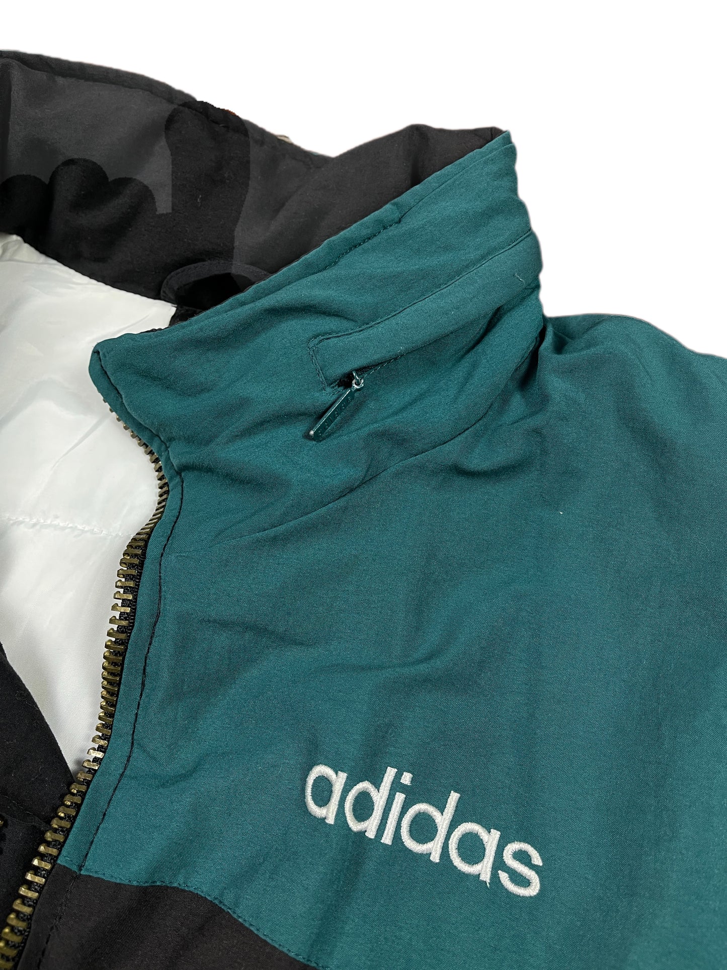 VIntage 90s Adidas Sport Jacket Black Green - XL