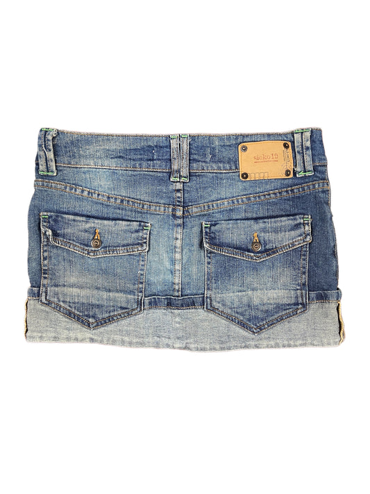 Y2k Sicko nineteen Low Waist Mini Denim Skirt Blue - M