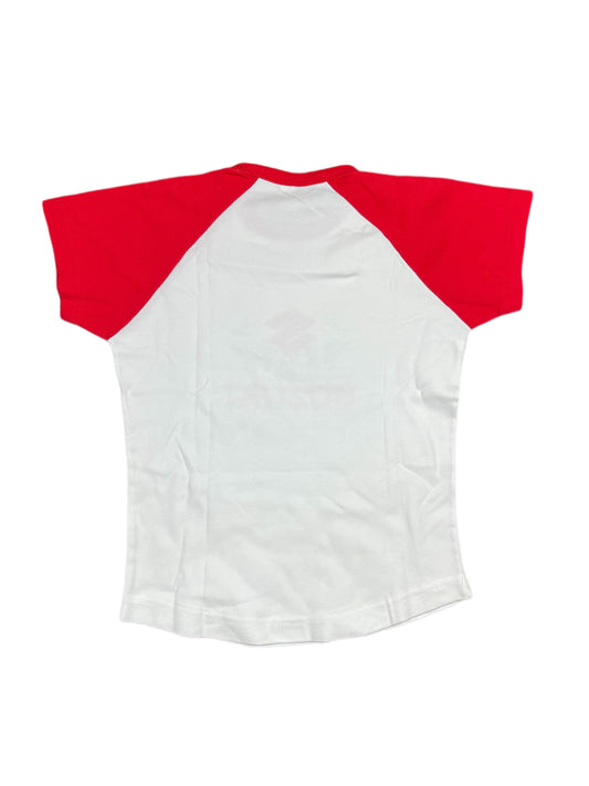 Vintage 2000s Suzuki JHK Short Sleeve Top White Red M