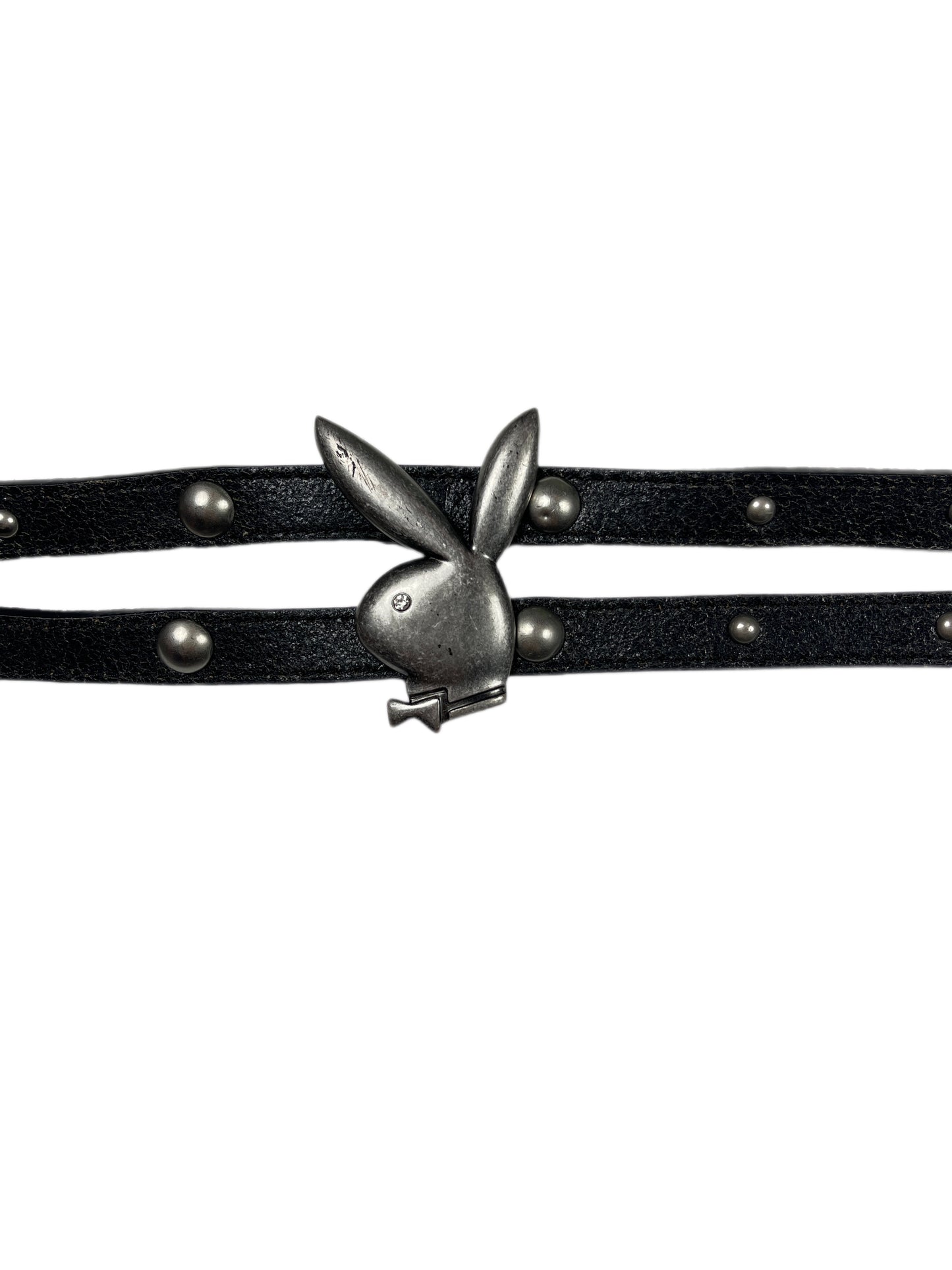 Y2k Playboy Leather Plug Belt Black