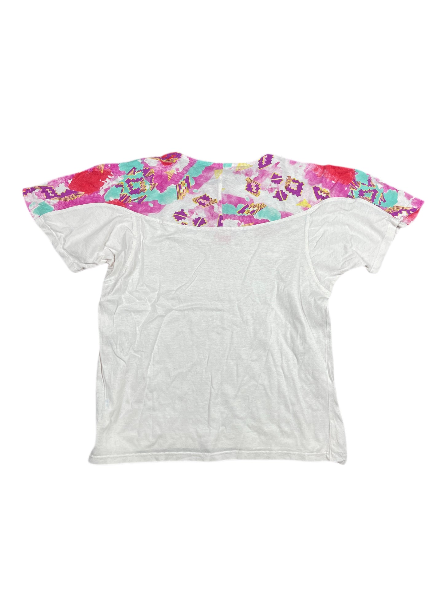 Vintage Adidas 1990s Short Sleeve Top White Pink - M