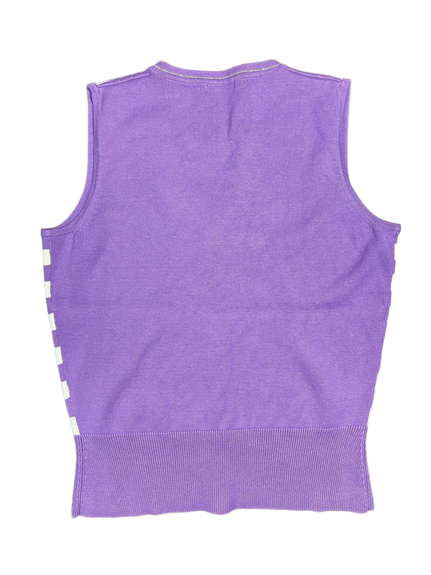 Green Lamb Sleveless Knitted Top Purple White - M
