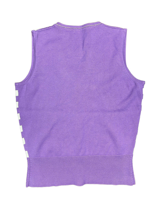 Green Lamb Sleveless Knitted Top Purple White - M