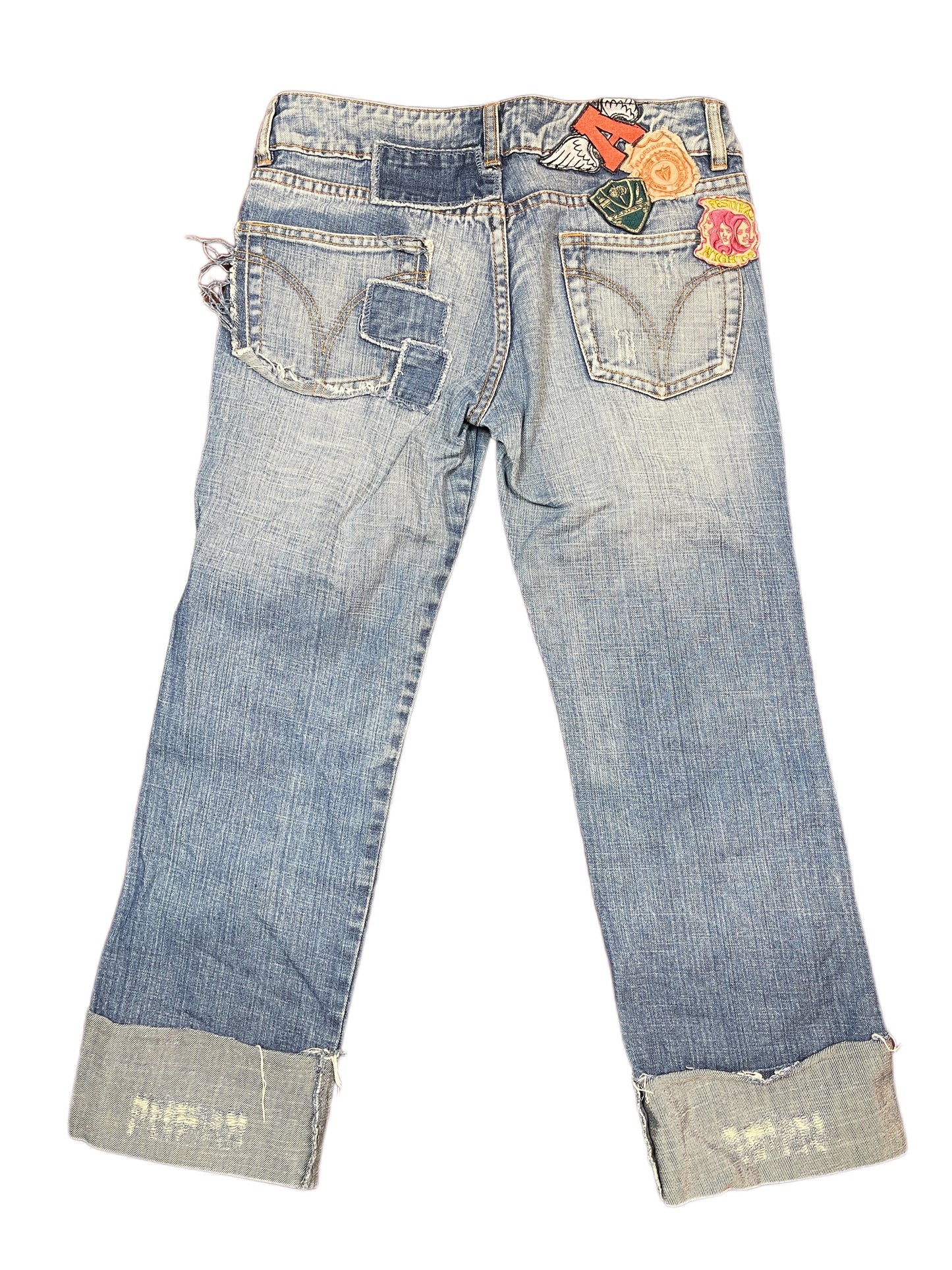 Y2k Blanco Low Waist Denim Capri Pants Blue - S