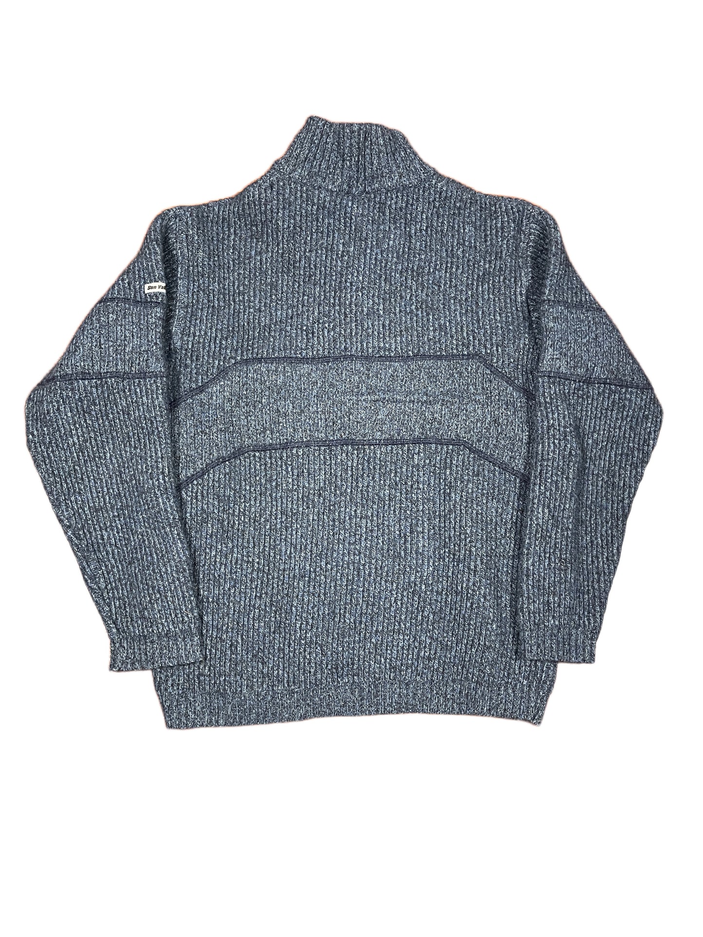 Vintage Sun Valley Knitted Zip Sweatshirt Blue - M