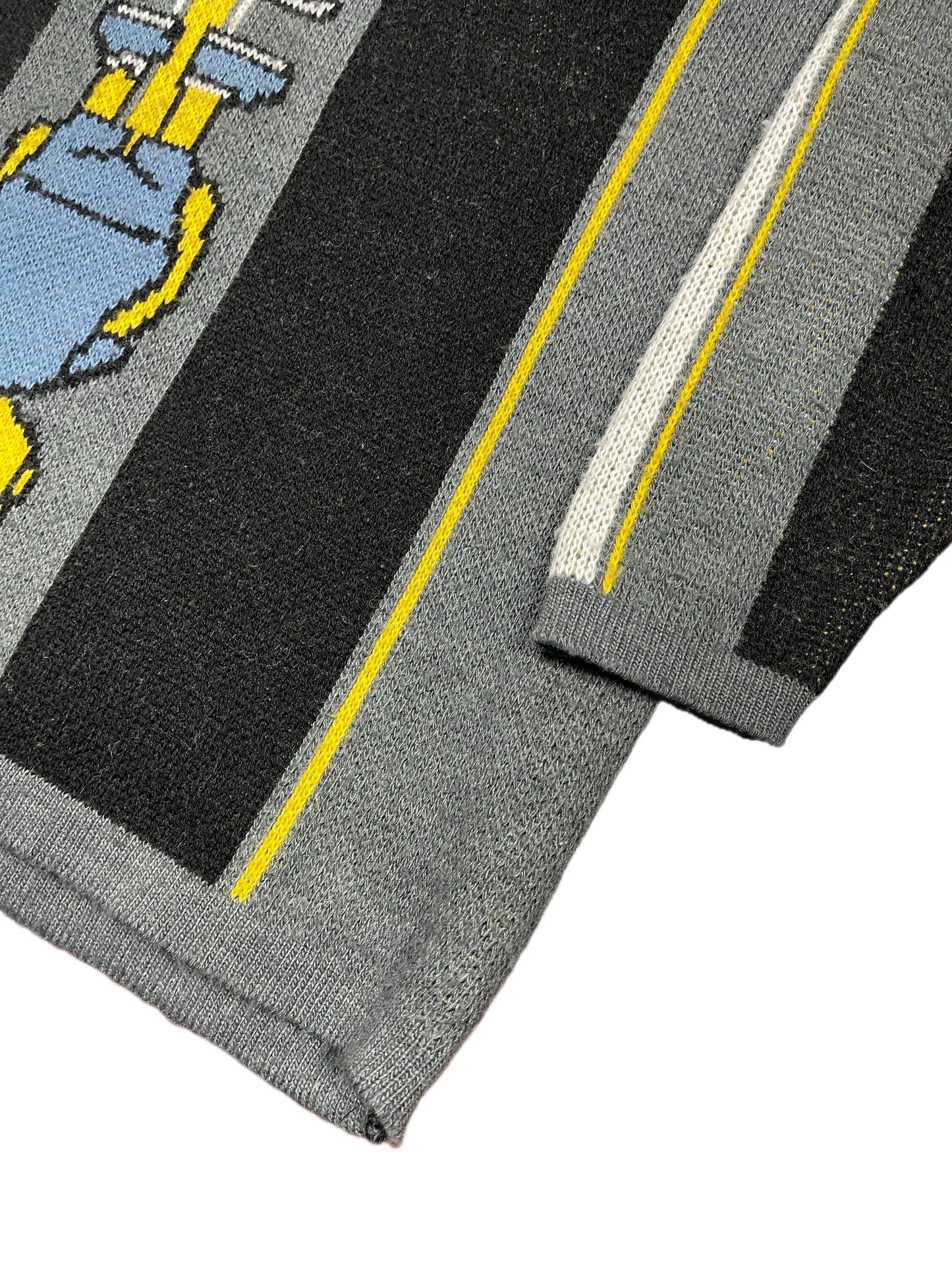 Vintage The Simpsons 1997 Bart Chunky Knitted Sweatshirt Gray Black - M