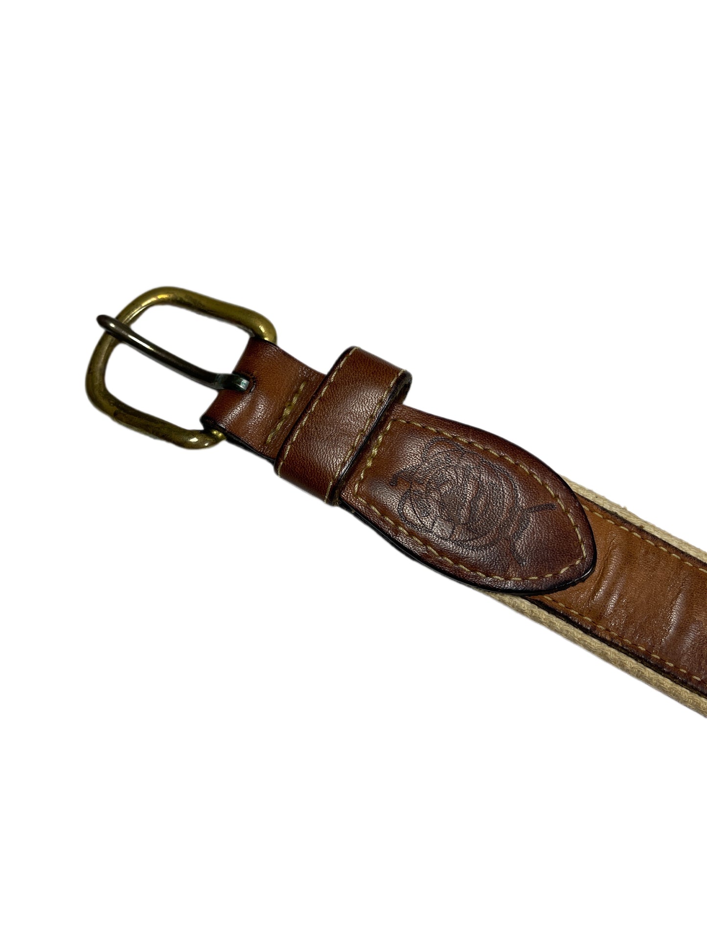 VIntage Reef Riders Belt Cotton Leather Brown Beige