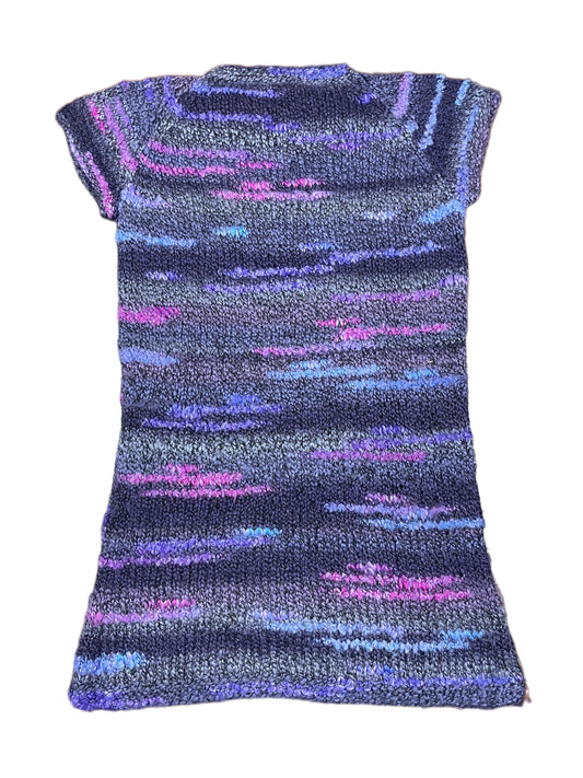 Vintage Knitted Short Sleeve Dress Purple - XL