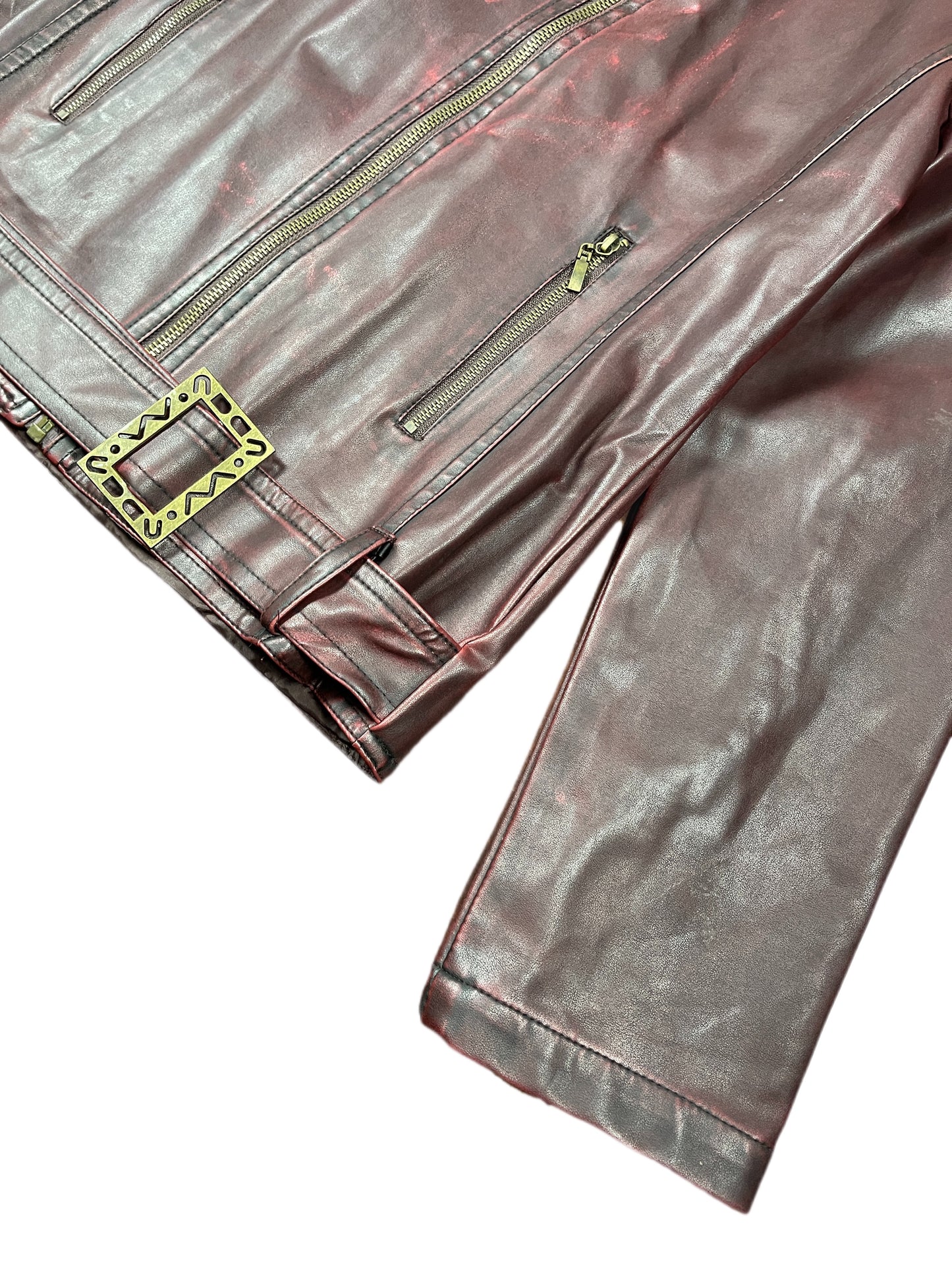 Y2k Emporio Collection Vegan Leather Jacket Red Black - L