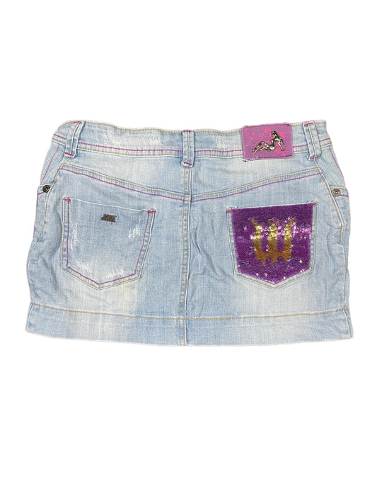 Y2k Wit Girl Denim Skirt Blue - XL
