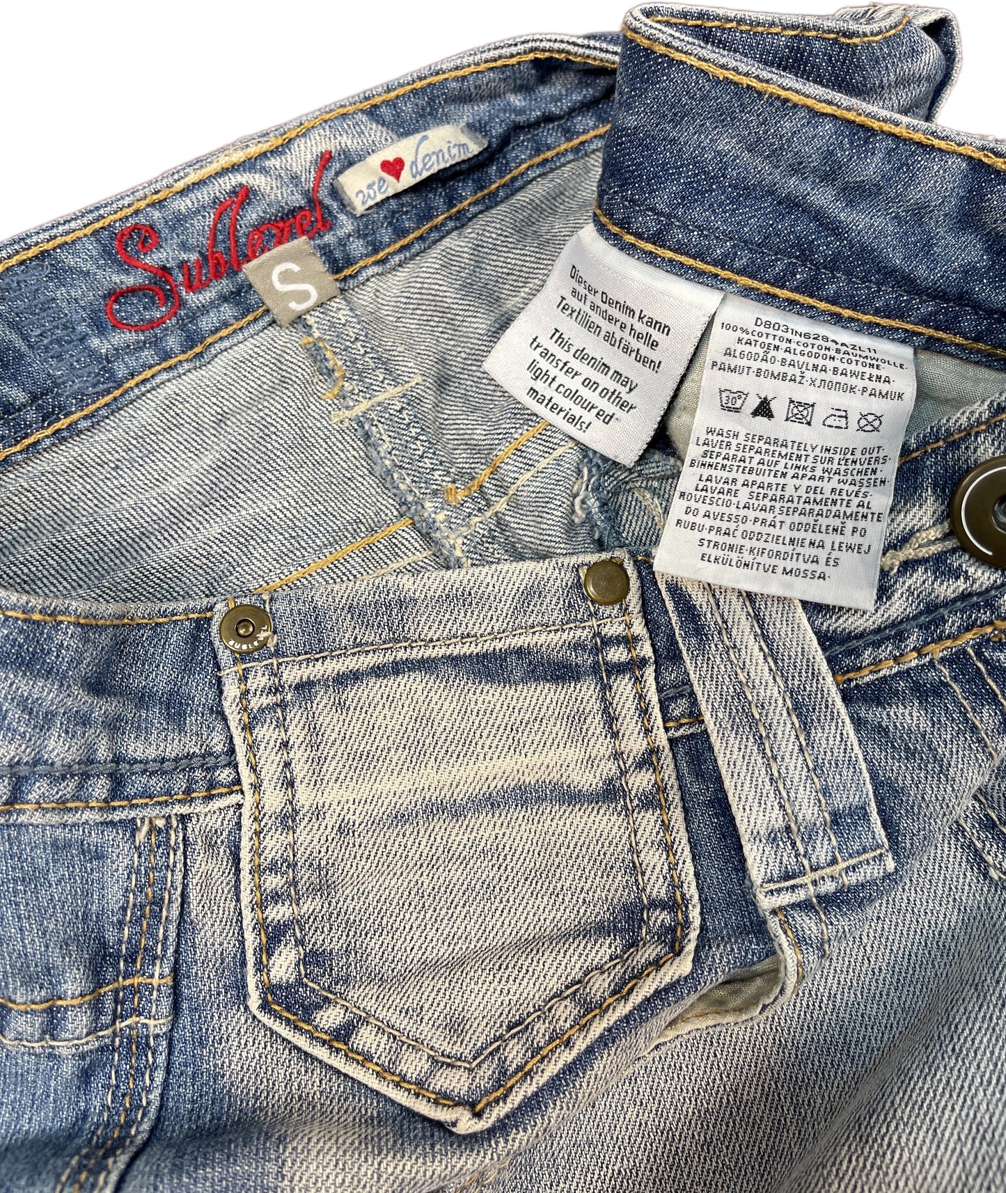 Y2K Sublevel Denim Shorts Blue Cotton S