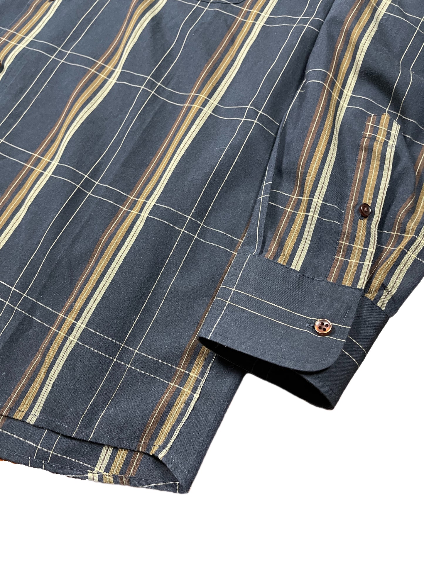 Vintage Didonato Long Sleeve Shirt Checkered Black Brown - L/XL