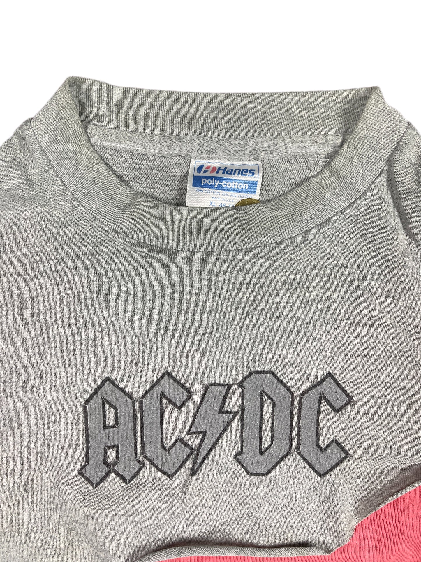 Vintage Hanes ACDC The Razors Edge T-Shirt Gray Pink - XL