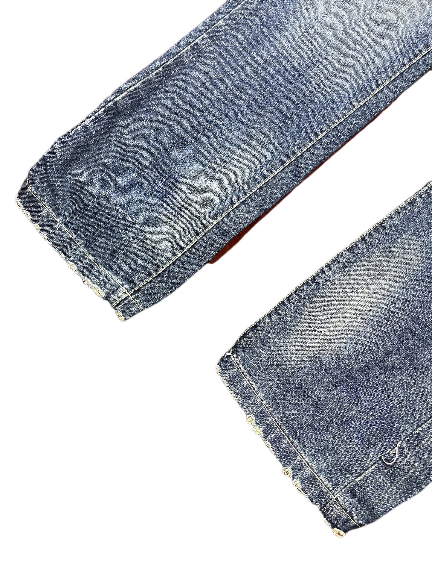 Y2k Displaj Low Waist Bootcut Denim Pants Blue - XL