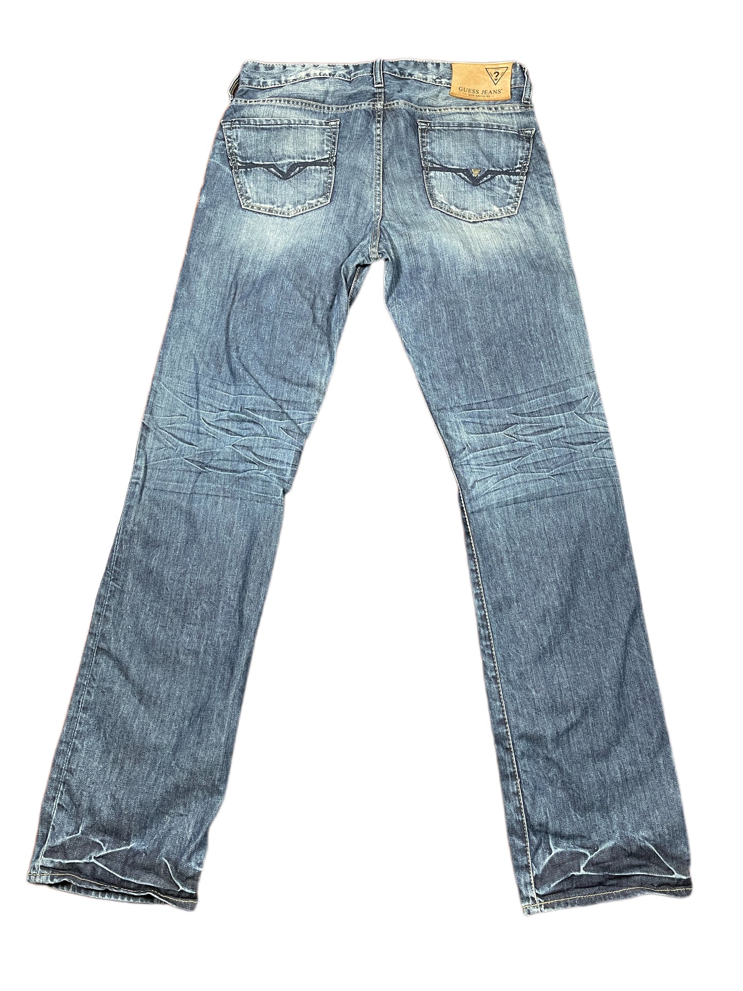Y2k Guess Straight Denim Pants Blue - M/L