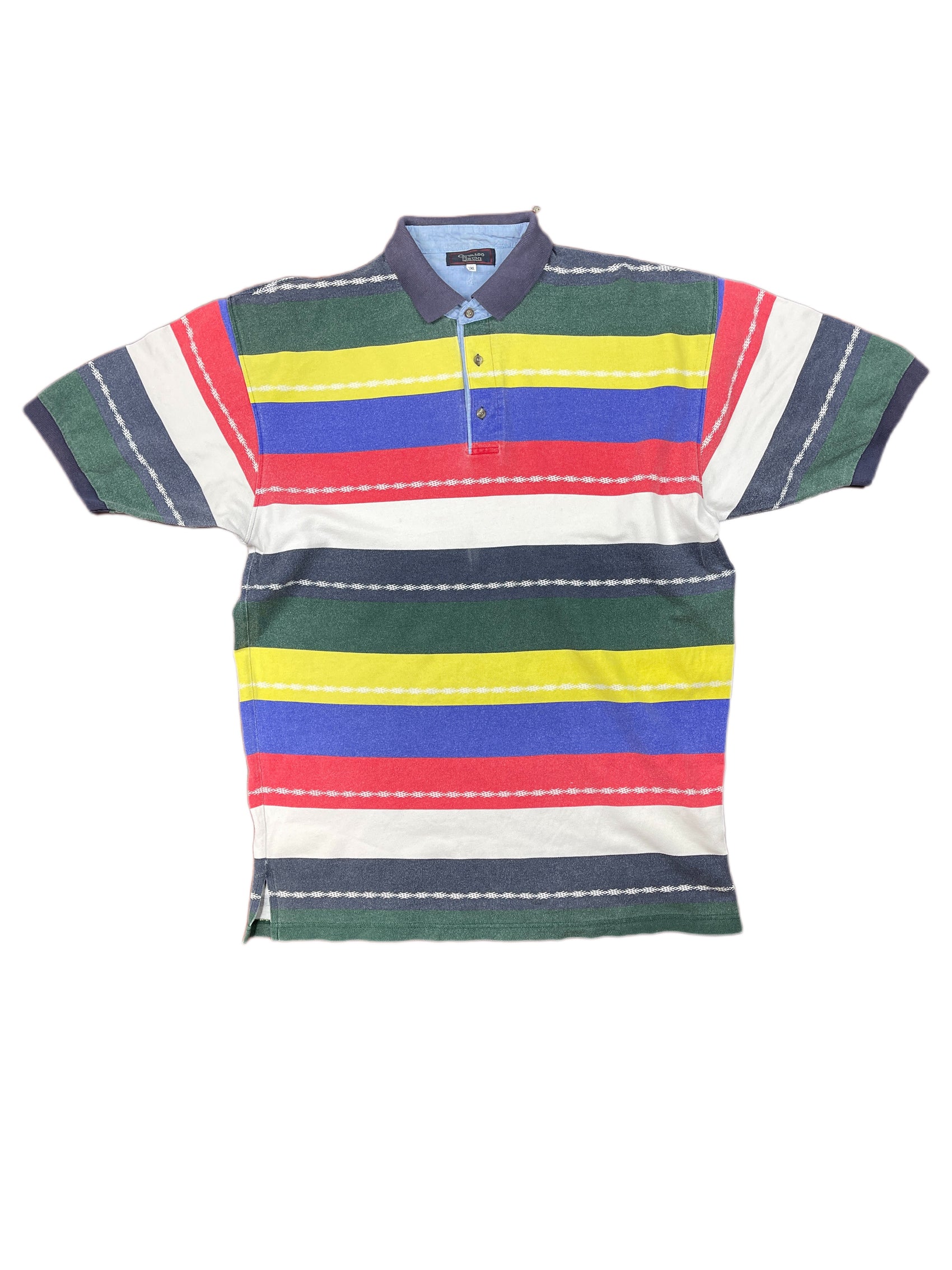 Vintage Osvaldo Bruni Short Sleeve Polo Shirt Multicolor XXL