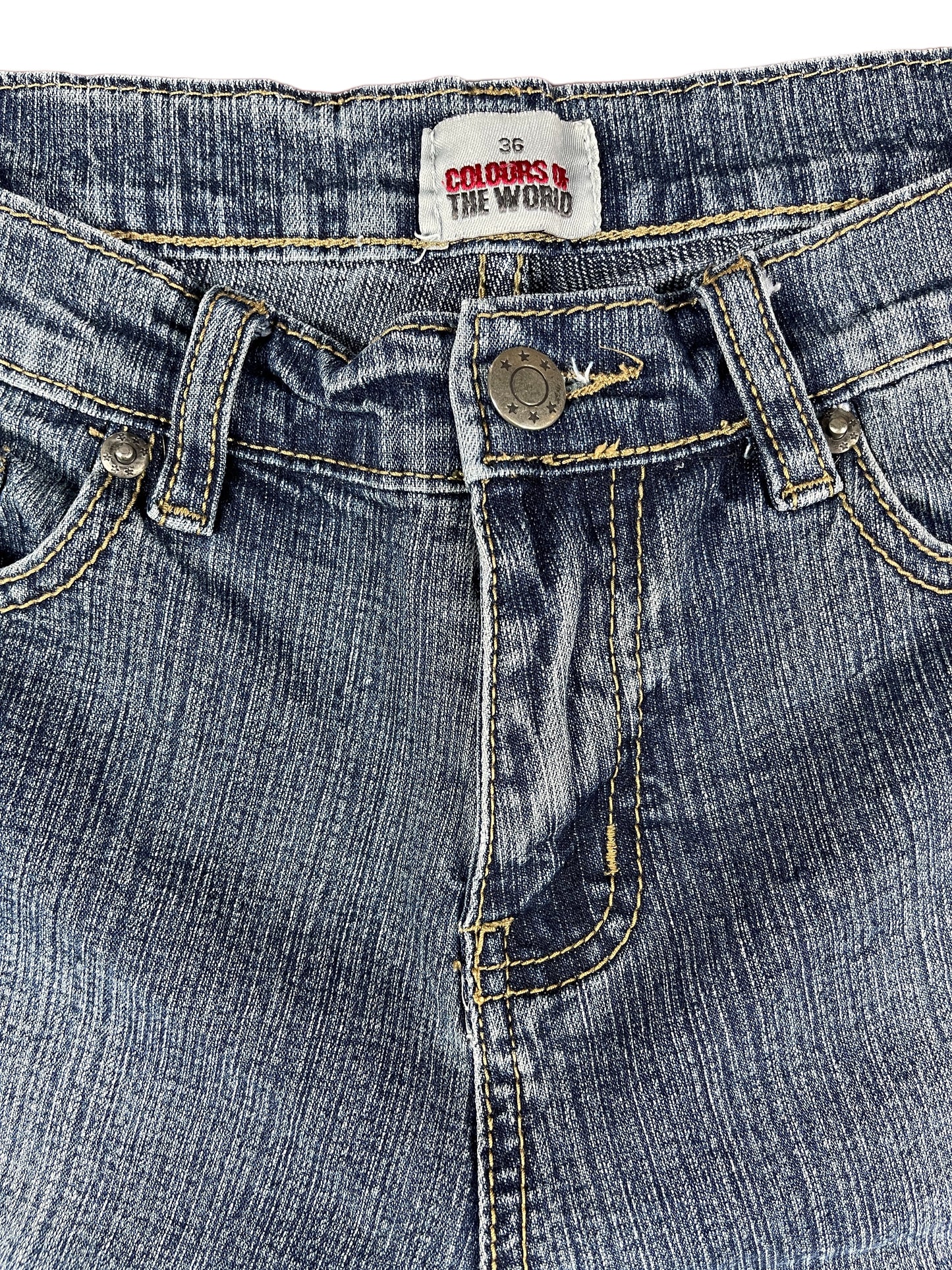 Y2k Colours of the World Denim Flared Jeans Pants Blue - S