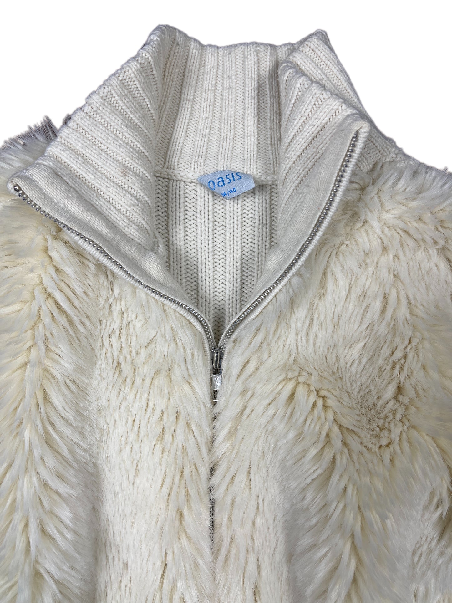 Y2k Oasis Knit Zip Sweatshirt White - L
