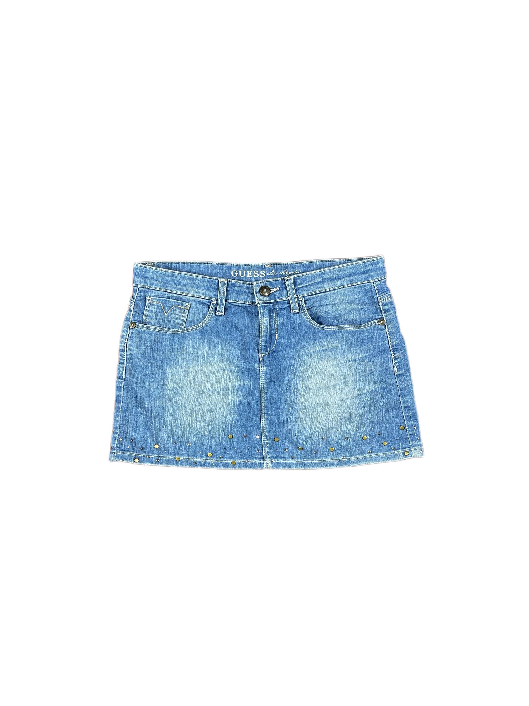 Y2k Guess Denim Mini Skirt Blue - S