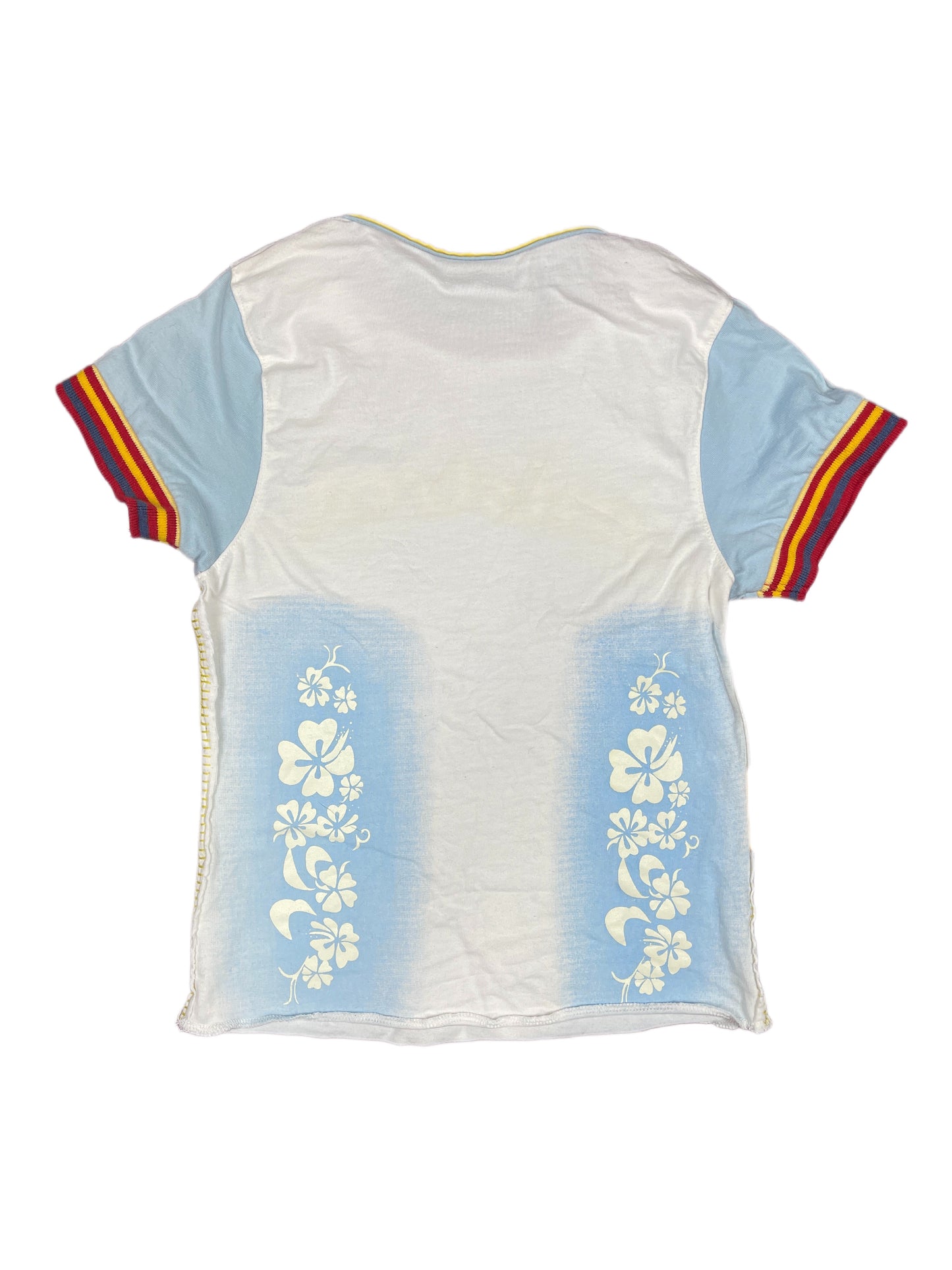 Y2k Mistral Baby Tee Short Sleeve Top Blue White Multicolor - XXS