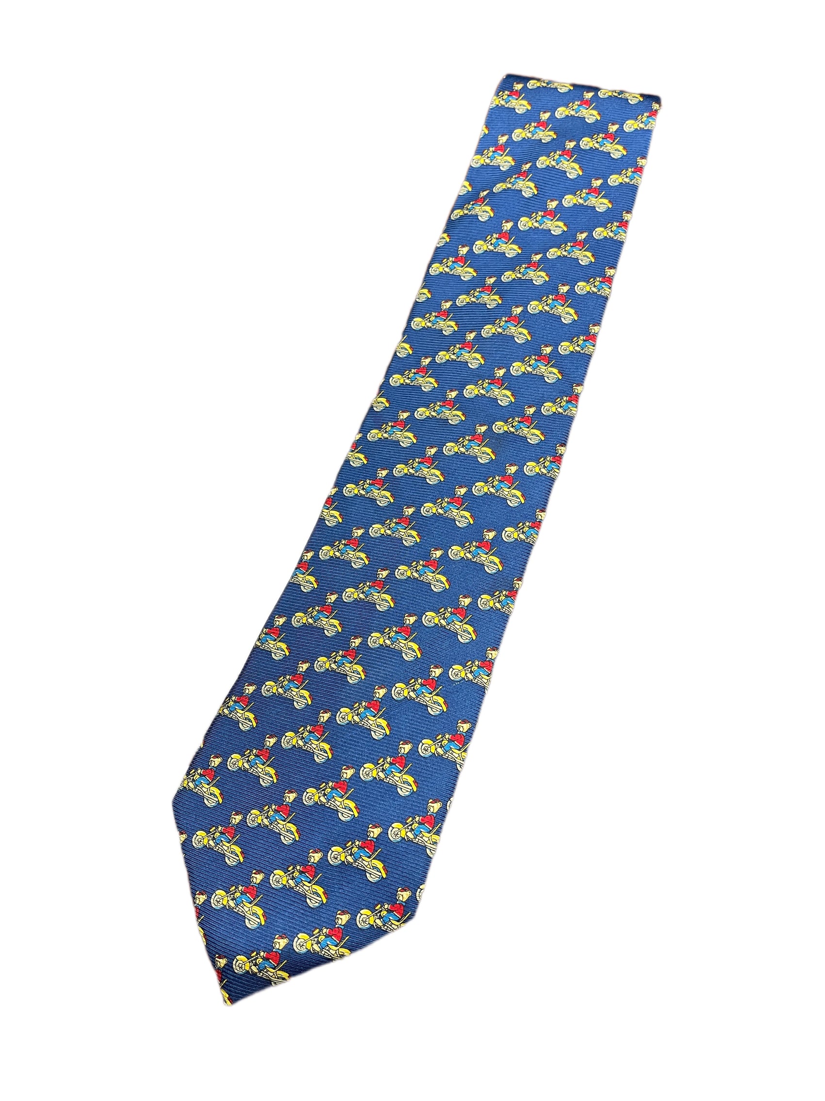 Vintage Enrico Rossini Silk Tie Scooter Navy