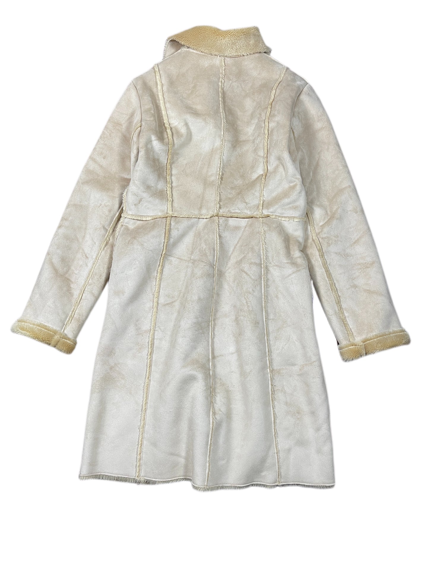 Inditex Faux Fur Coat Cream Beige - M