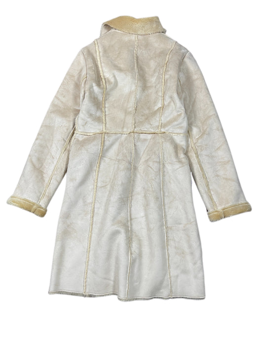 Inditex Faux Fur Coat Cream Beige - M
