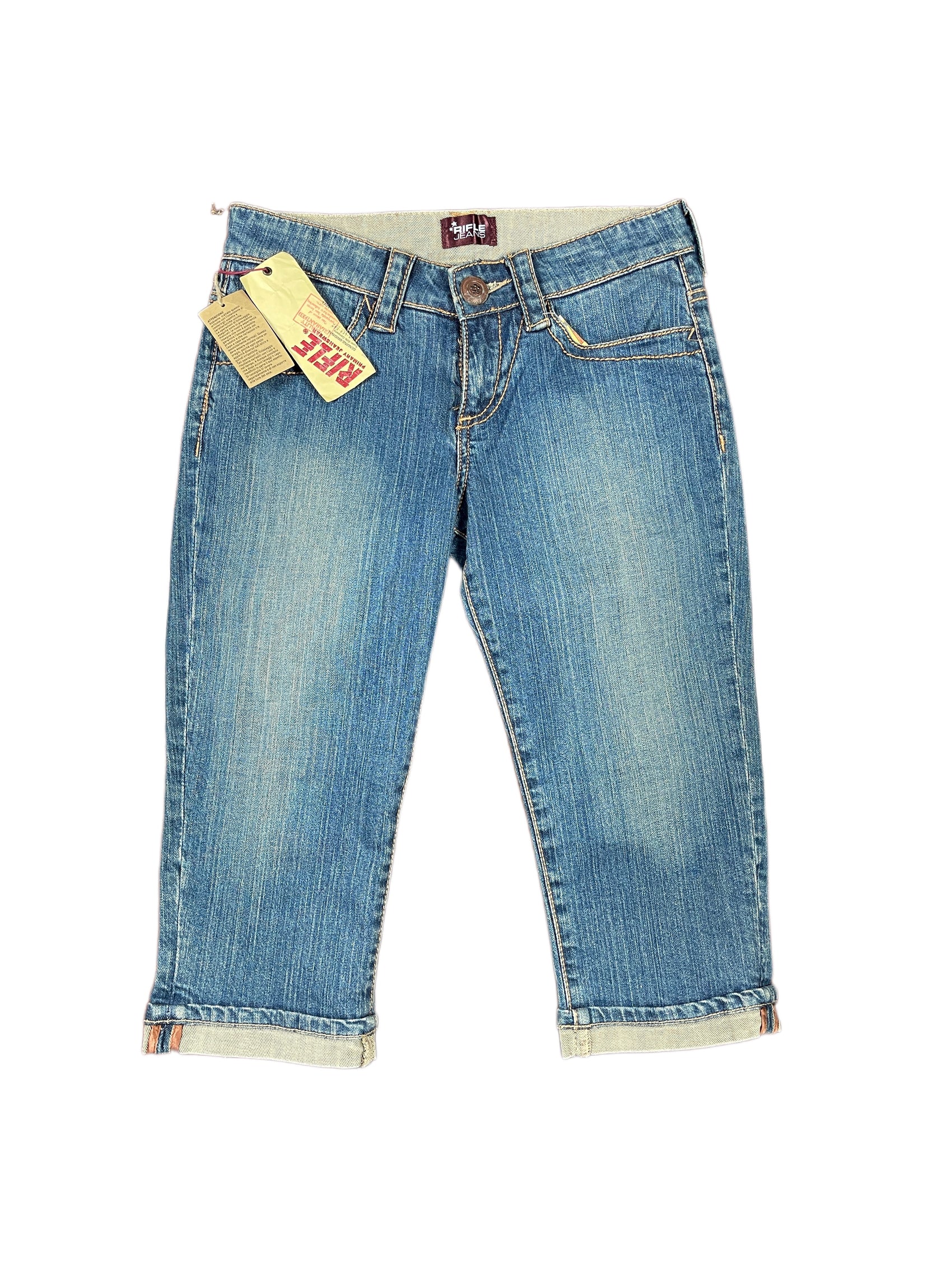 Y2k Deadstock Rifle Jeans Capri Denim Pants Blue - M