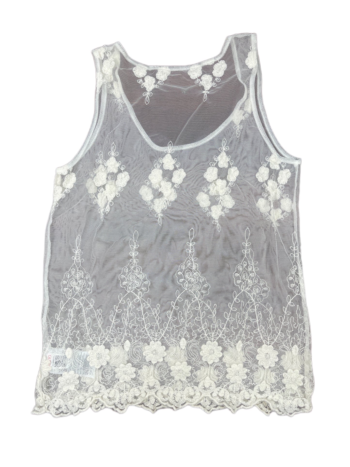 Y2k Guess See Through Sleeveless Top White - S