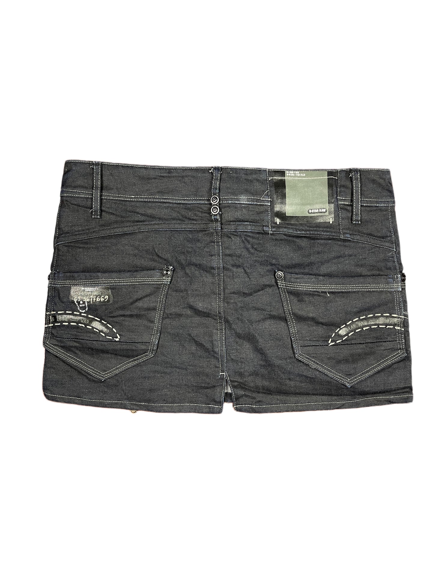Y2k G-Star Raw Low Waist Mini Skirt Black - L