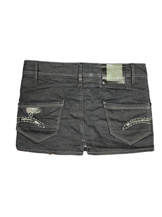Y2k G-Star Raw Low Waist Mini Skirt Black - L