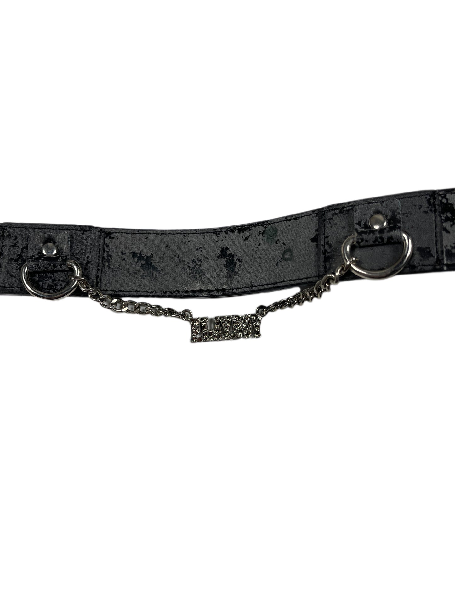Y2k Playboy Belt Black Gray 2004