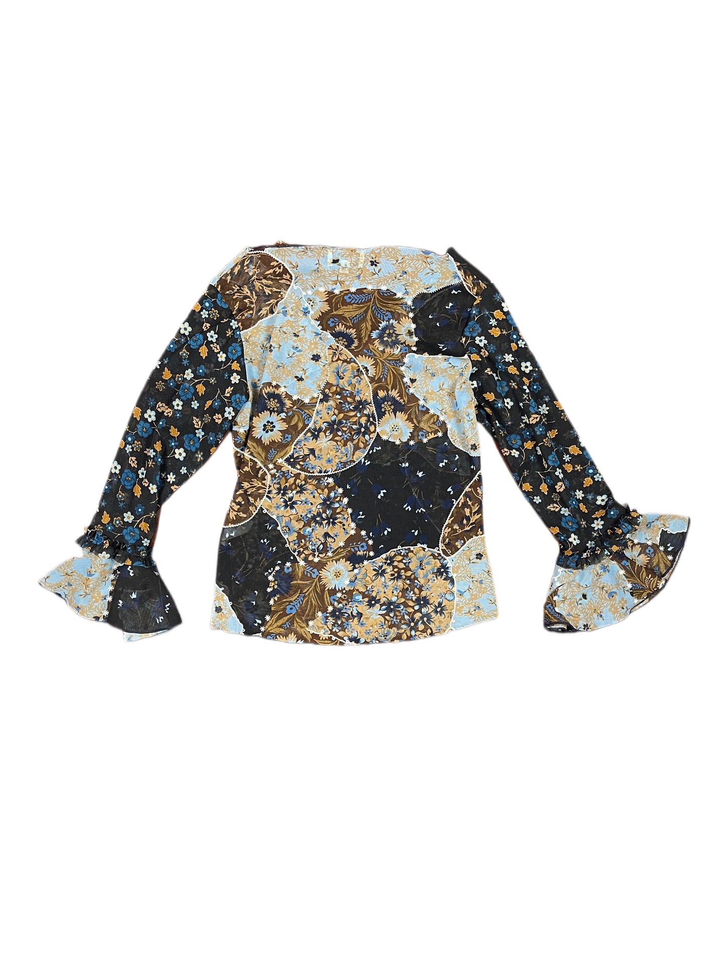 Y2k Festa Long Sleeve See Through Top Brown - M