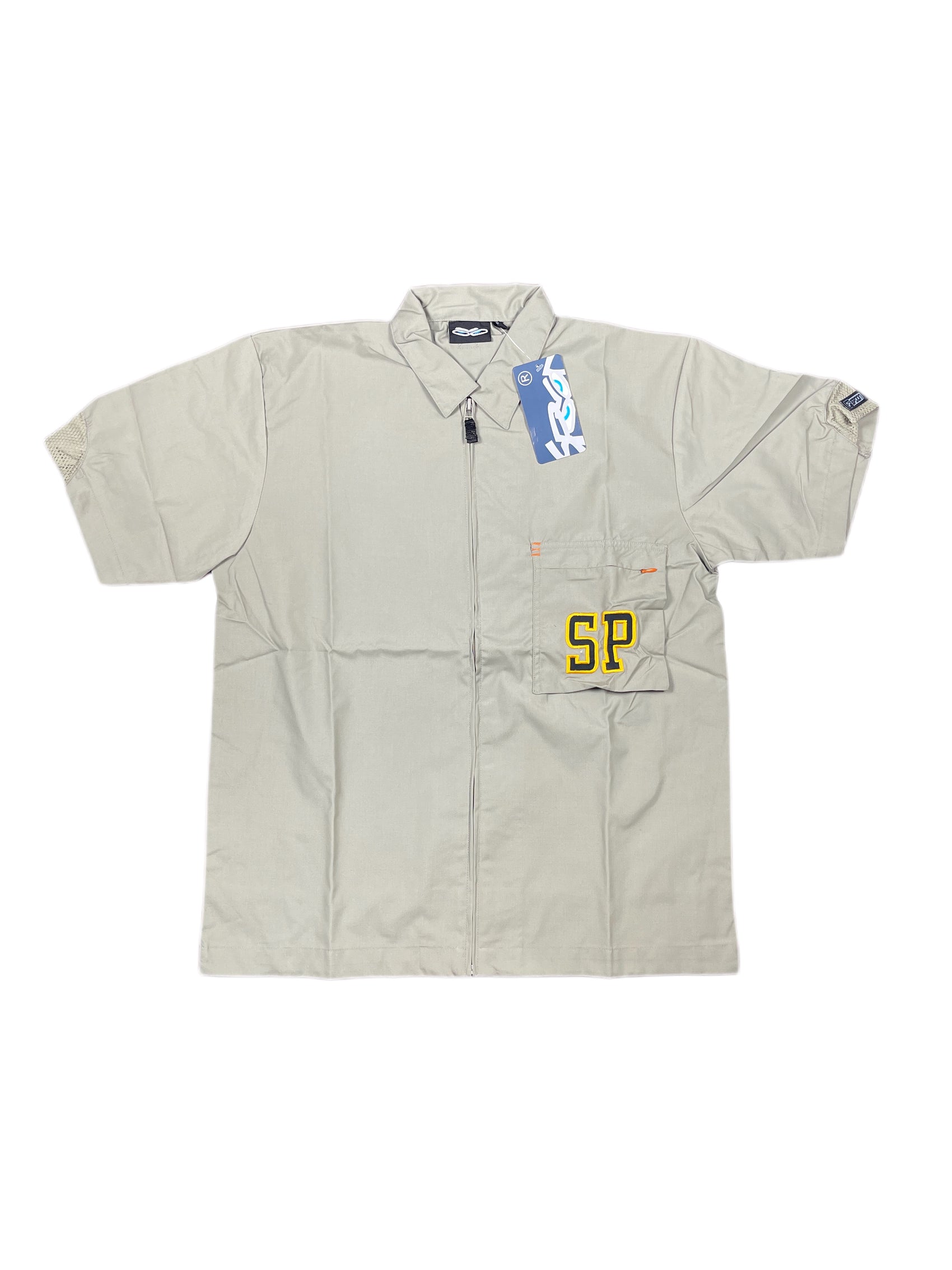 Y2k Spoon Deadstock Short Sleeve Cargo Shirt Beige - L