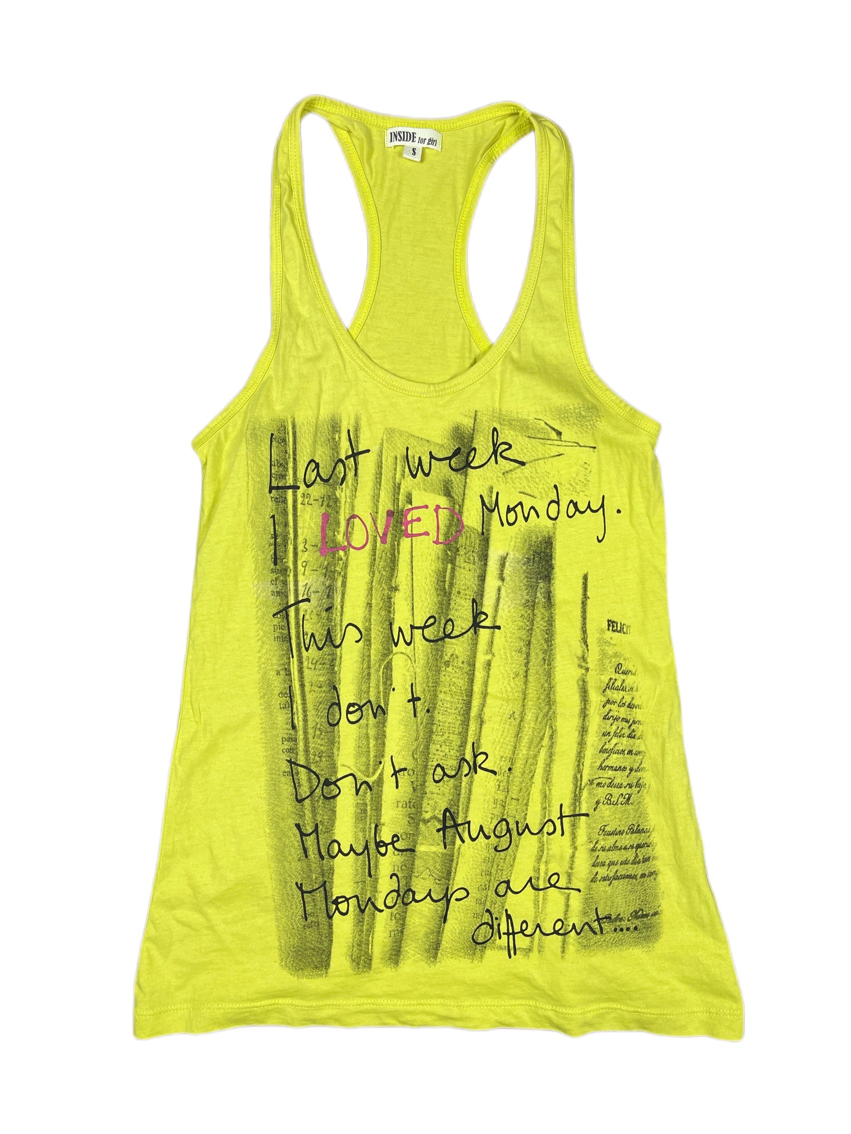 Y2k Inside Sleeveless Top Yellow - S