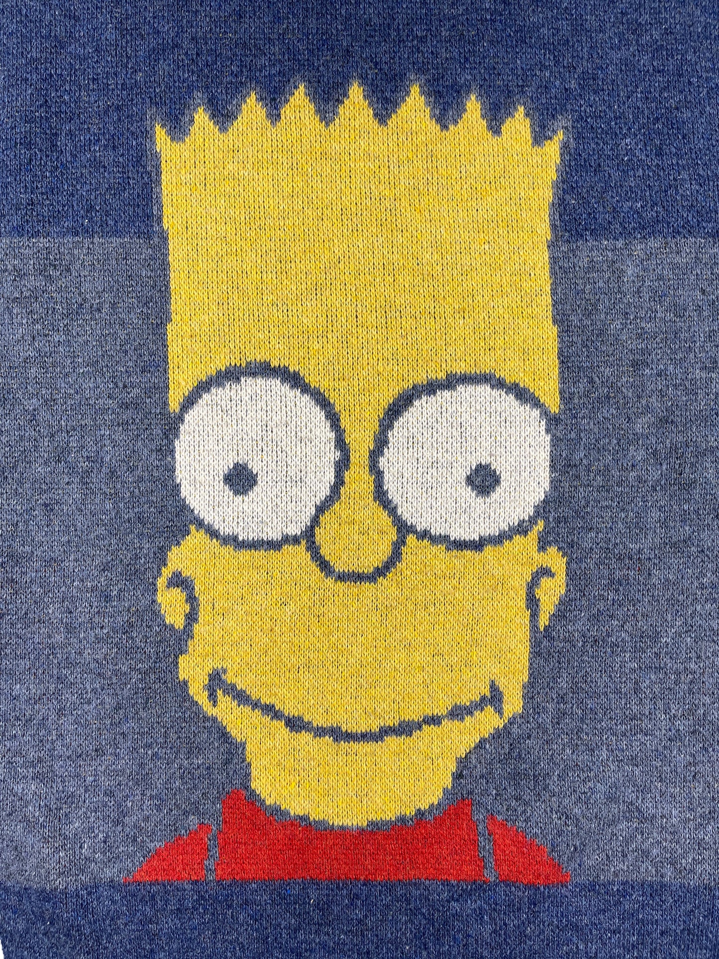 Vintage Simpsons 2003 Bart Chunky Knitted Sweatshirt Blue Yellow - XL