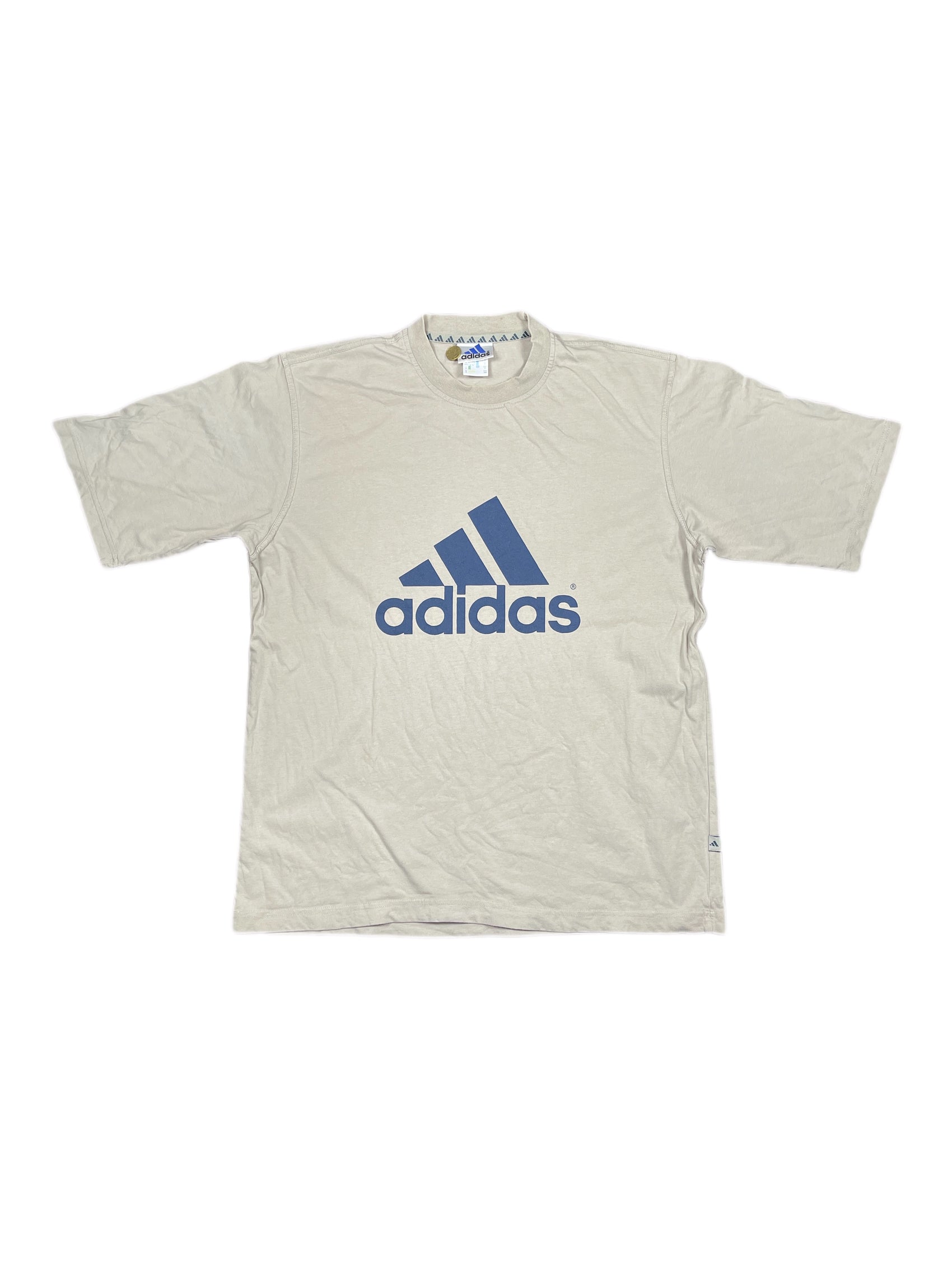Vintage Adidas T-Shirt Gray Cream - L